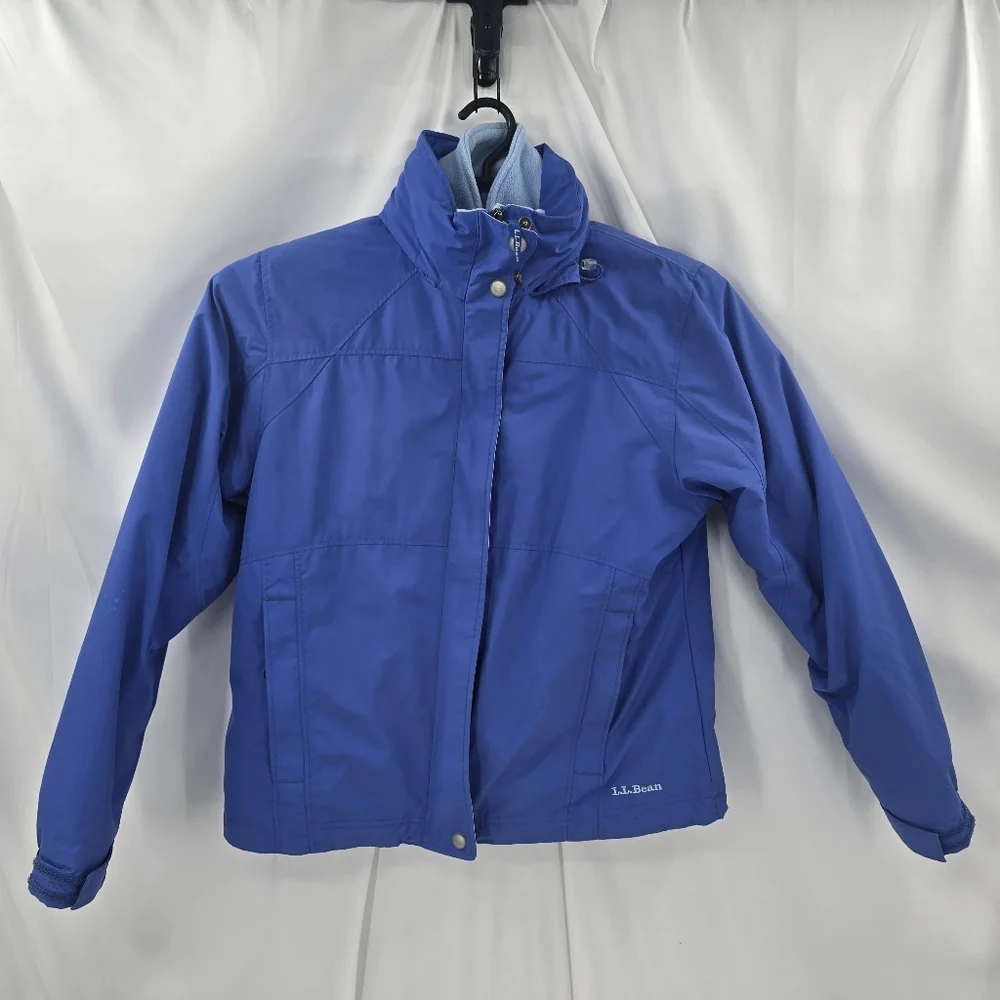 L. L. Bean Women’s 3-in-1 Interchange Jacket Fleece Liner Blue Hooded Size‎ SM.